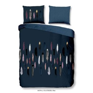 Dekbedovertrek Feathers - blauw - 200x200/220 cm - Leen Bakker
