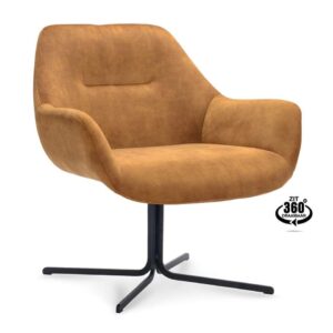 Draaifauteuil Arlon - fluweel - cognackleur - Leen Bakker