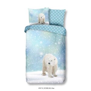 Good Morning kinderdekbedovertrek Icebear flanel - blauw - 140x200 cm - Leen Bakker