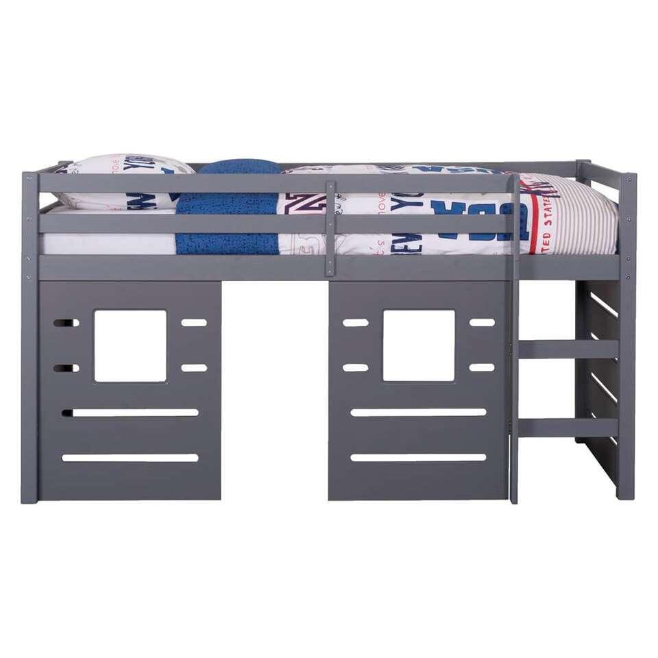 Halfhoogslaper Ties met hutwanden - antraciet - Leen Bakker Halfhoogslaper Ties met hutwanden - antraciet - Leen Bakker