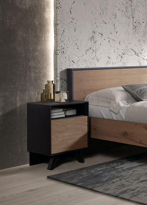 Frans bijnen Nachtkastje linkerkant SITA - Wilde eik/zwart Hout Frans bijnen Nachtkastje linkerkant SITA - Wilde eik/zwart Hout