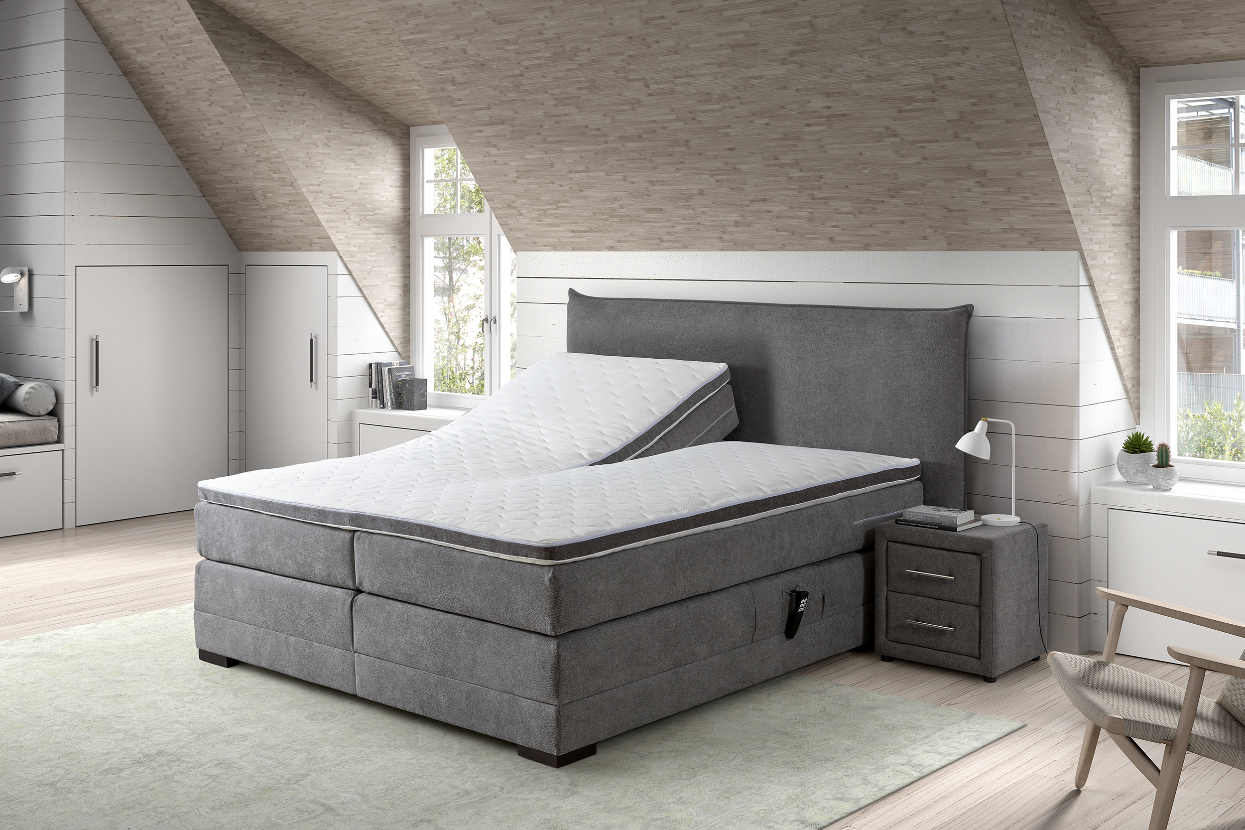 Richter young design Elektrische boxspring met matras en topper BREEZZ Grijs Richter young design Elektrische boxspring met matras en topper BREEZZ Grijs