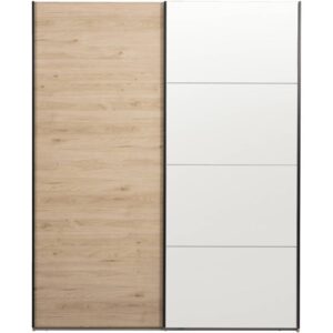 Schuifdeurkast Bergamo - eikenkleur/spiegel - 221x178