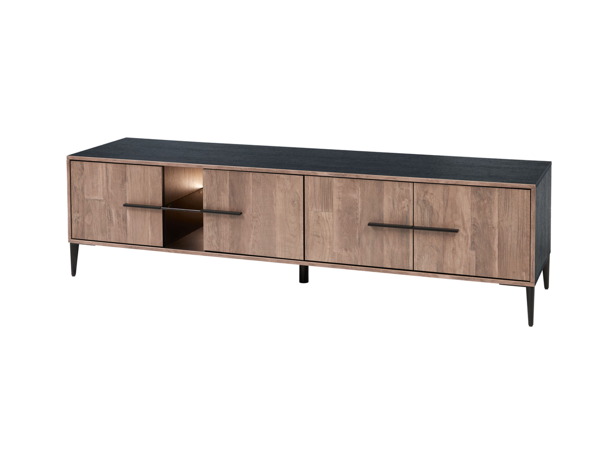 Evan TV-meubel middelgroot GIORNO - Black/old teak Hout Evan TV-meubel middelgroot GIORNO - Black/old teak Hout