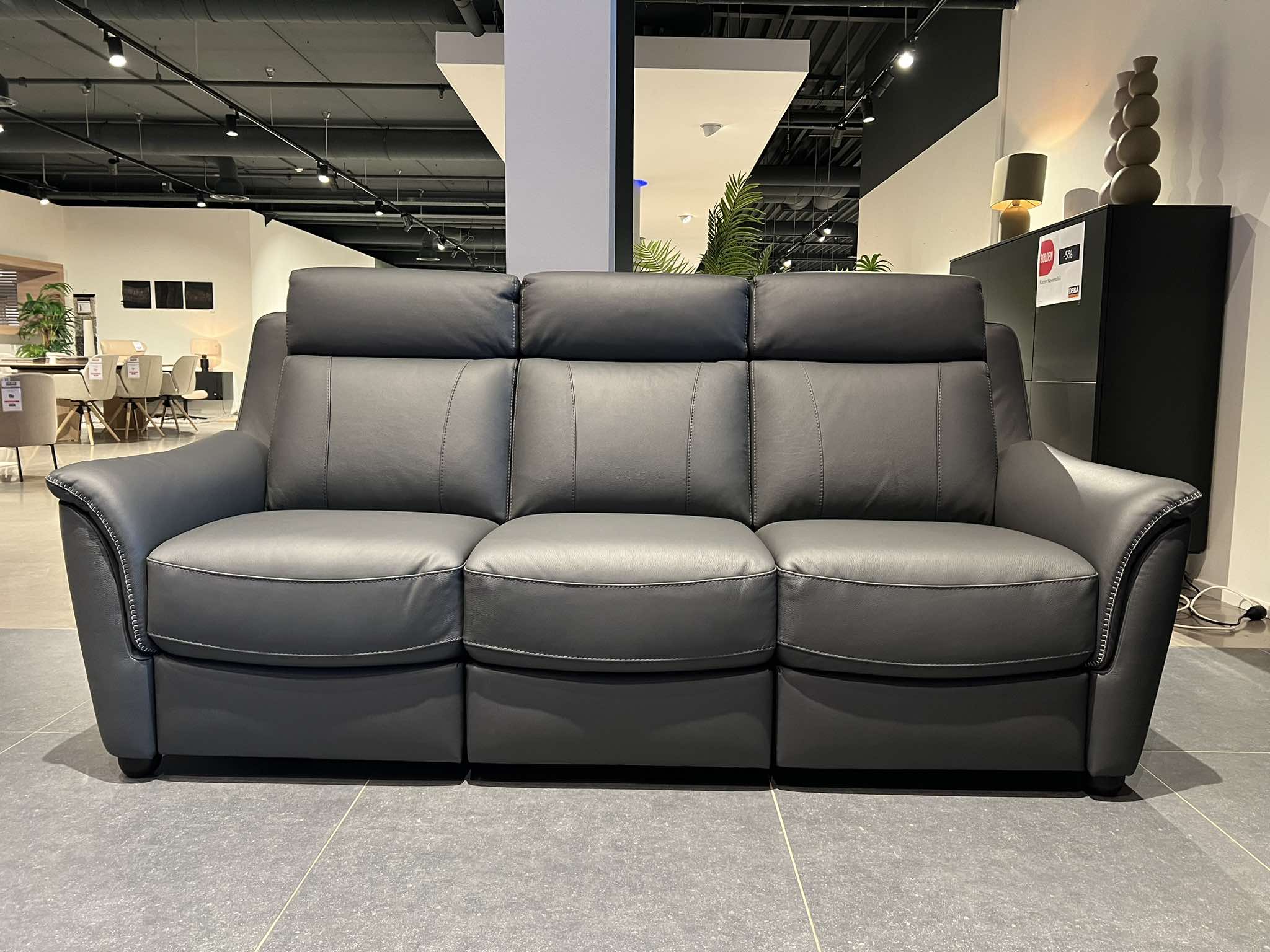 Maxdivani 3-zit AFFOGATO - Grijs leder Grijs Maxdivani 3-zit AFFOGATO - Grijs leder Grijs