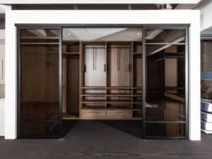 Neves Open dressing met make-up tafeltje - Brons glas/Walnoot Hout