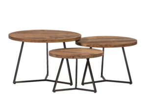 Lee & lewis Set van 3 salontafels LINDA - Hout / Metaal Hout