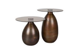 Dutchbone Set van 2 bijzettafels SELENE - Brons/Glas Brons
