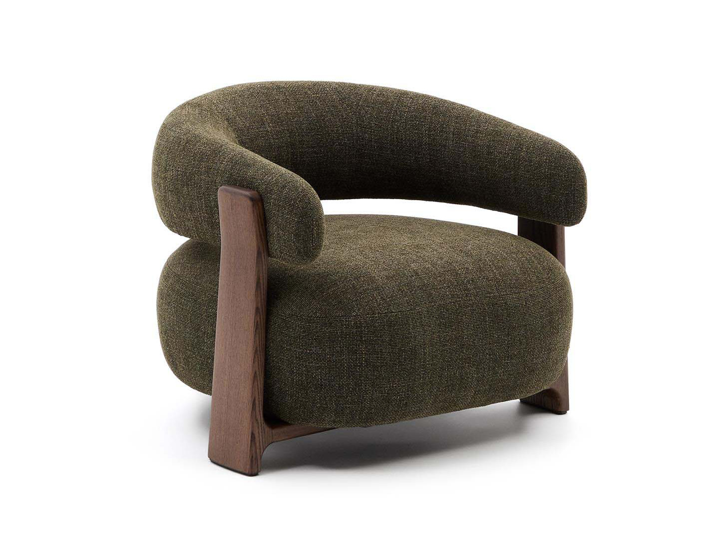 Kave home Fauteuil GRANITE - Groen/Walnoot Kave home Fauteuil GRANITE - Groen/Walnoot Groen