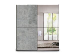 Express Kast schuifdeurkast SYDNEY - Betonlook/spiegel Grijs